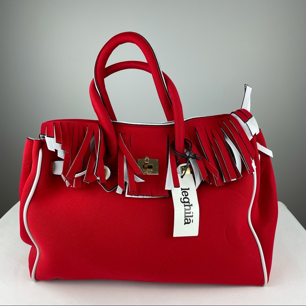Leghila franzy large neoprene red tote bag
